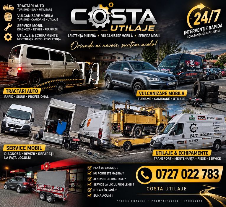Vulcanizare mobila -tractări auto Non-Stop
