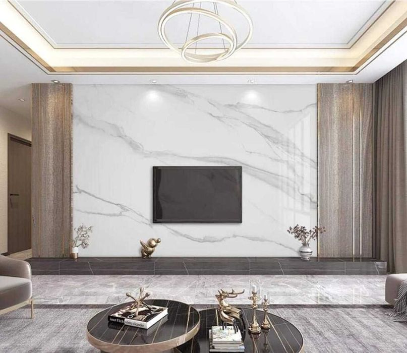 Декоративен панел за стена – ефект – бял мрамор – 260 х 122 см