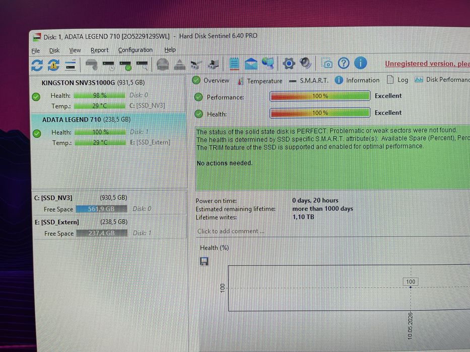 SSD Adata Legend 710 256 GB