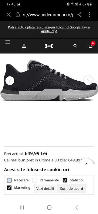 Under Armour TriBase Reign Masura 38.5 si 40 originali noi in cutie