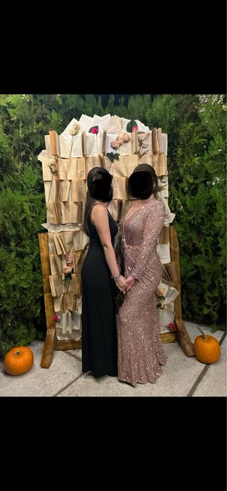 Rochie lunga de nasa de ocazie eleganta aurie lunga paiete sclipici