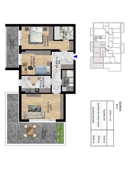 Apartament 3 camere Suprafata Mare Gradina Mutare Rapida metrou Teclu