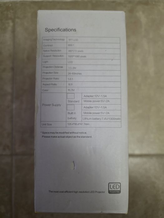 Mini proiector portabil, cu telecomanda, HDMI, Gonga