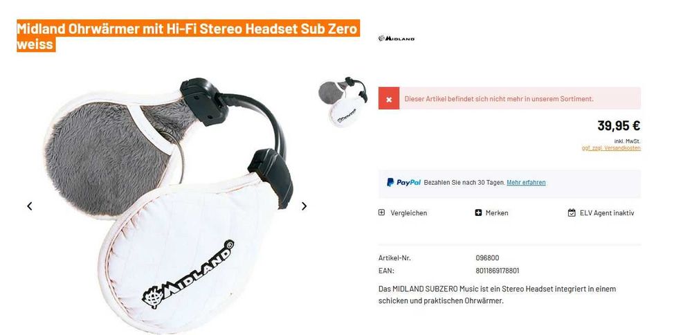 Încălzitoare pentru urechi Midland cu căști stereo Hi-Fi Sub Zero albe