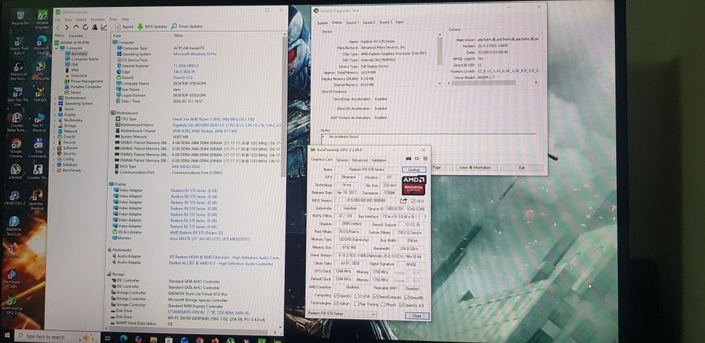 Unitate Gaming ryzen 5 2600/RX570 8G/16G DDR4/SSD M.2 256GB/HDD 1TB