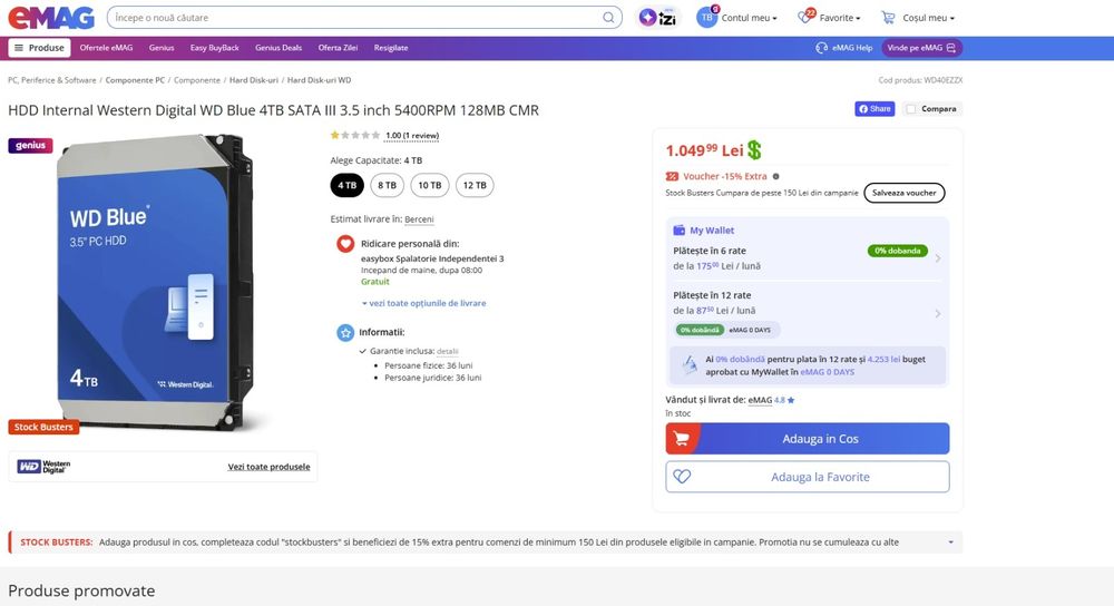 HDD WD 4TB blue nou