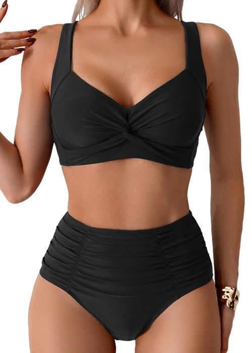 Costum de baie două piese damă control burtă  – negru L