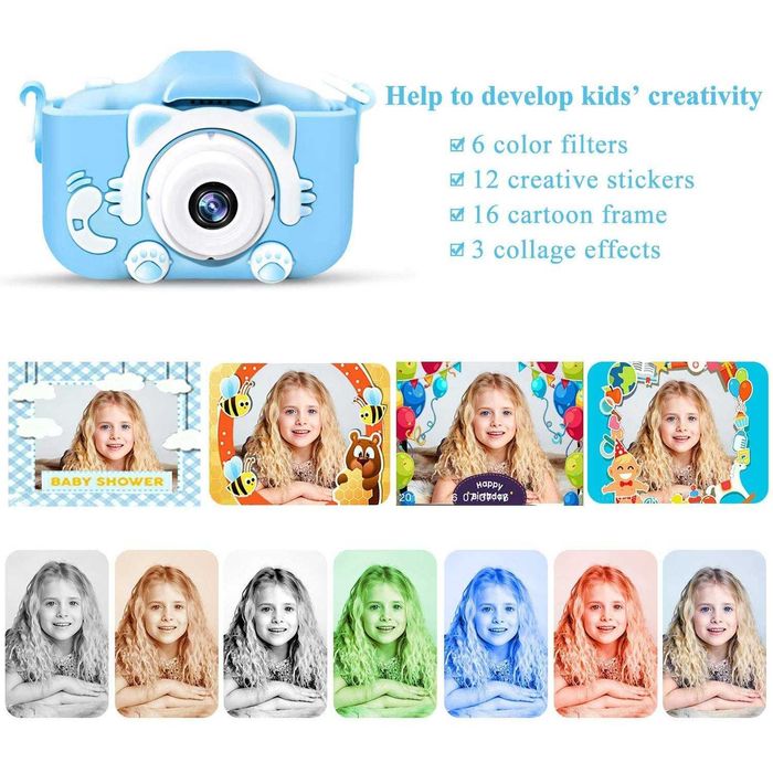 Дигитален детски фотоапарат STELS , Селфи камера, 16GB SD карта