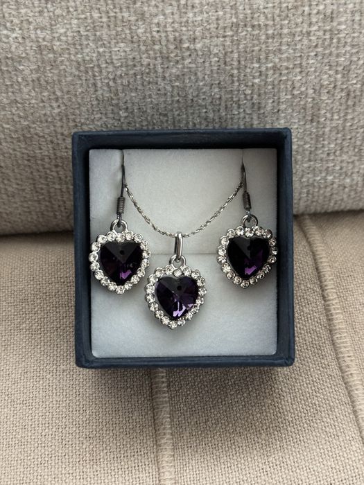 Колие и обици с камъни, 18K GP