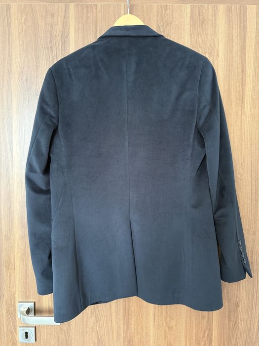 Costum barbati albastru elegant marime 50 sacou Plus Ninety pantaloni slim fit