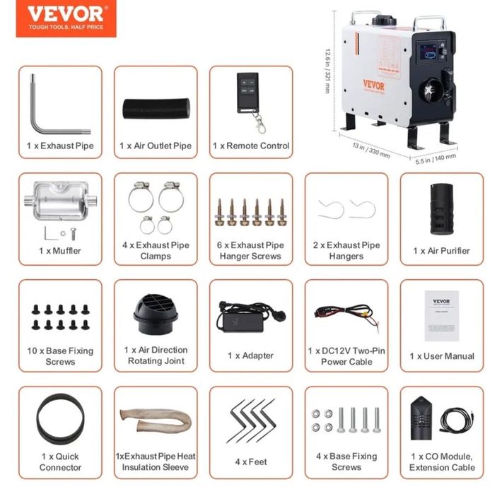 Дизелова печка 2KW, 12V/24V, с Bluetooth и CO аларма