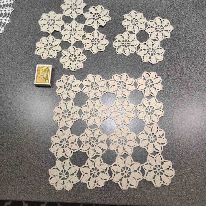 Винтидж ретро плетена дантела покривка каре мильо