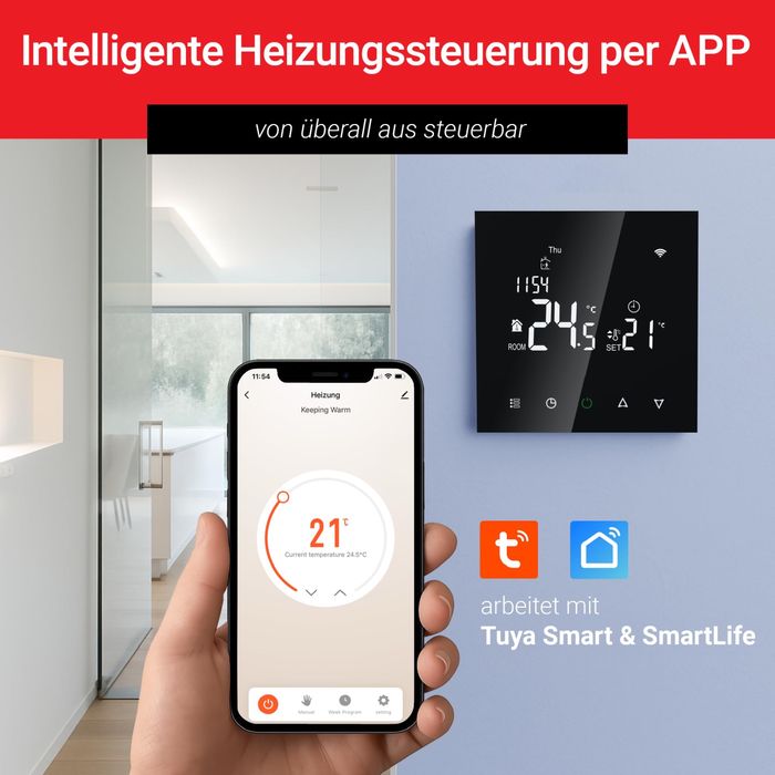 Termostat de cameră Elektrobock PT740B-EI cu WiFi, termostat
