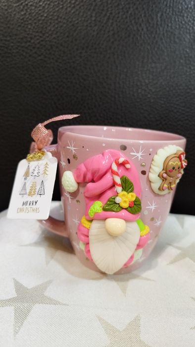 Светещи Коледни чаши с гномчета от полимерна глина