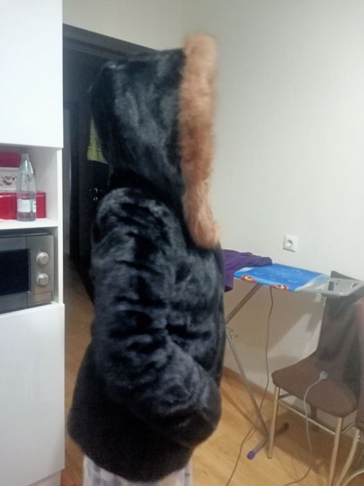 Норковая шуба,воротник соболь.