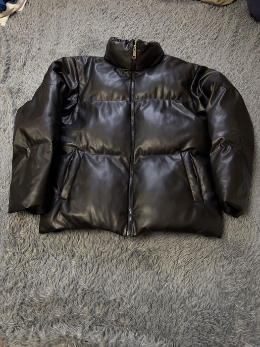 Куртка пуховик экокожа М - Л
