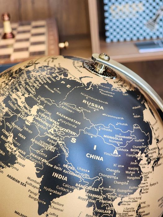 Этот роскошный черно-золотой глобус станет настоящим украшением любого