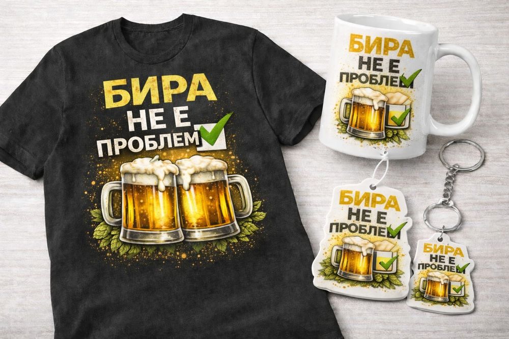 Заглавие:
Комплект тениска и чаша с бирен дизайн – персонализиран пода