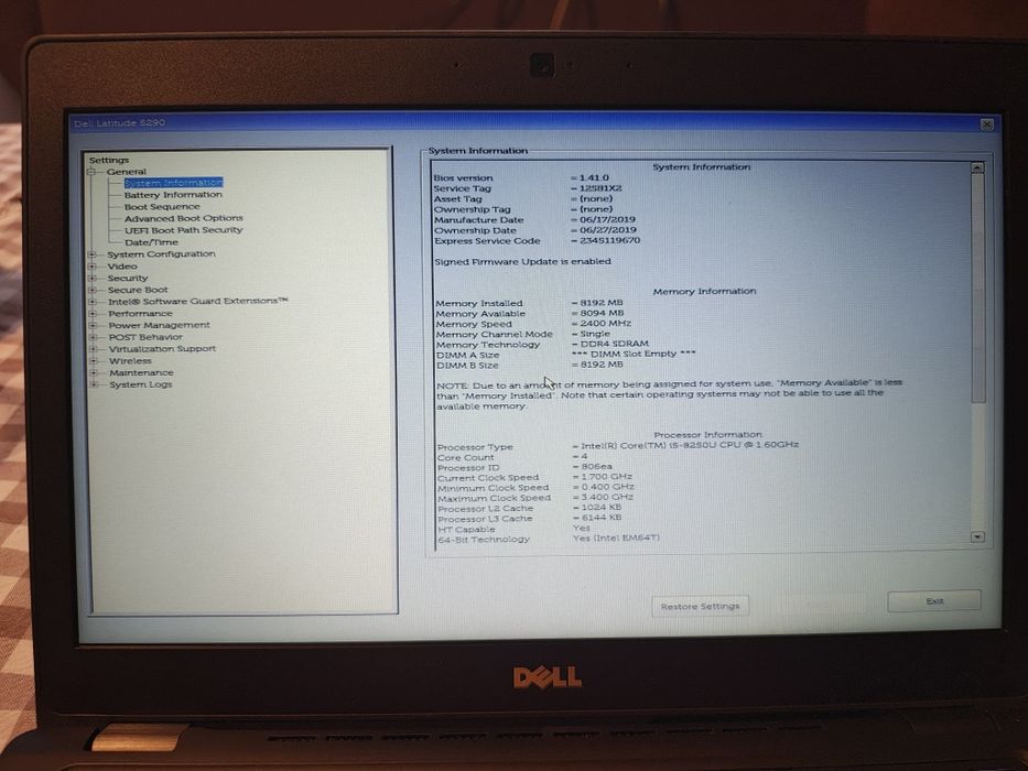 Dell Latitude 5290 I5-8250U , 8GB/256GB