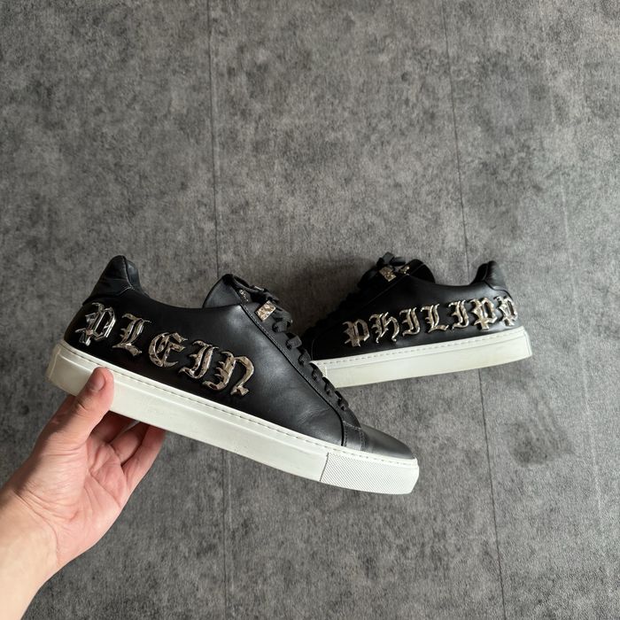 Adidași Philipp Plein piele naturală negri low mărimea 43