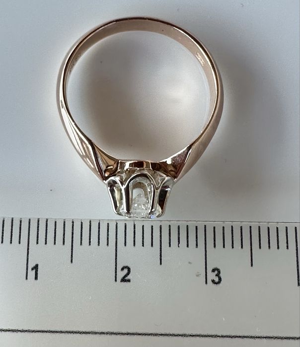 Руски Съветски златен пръстен с Диамант