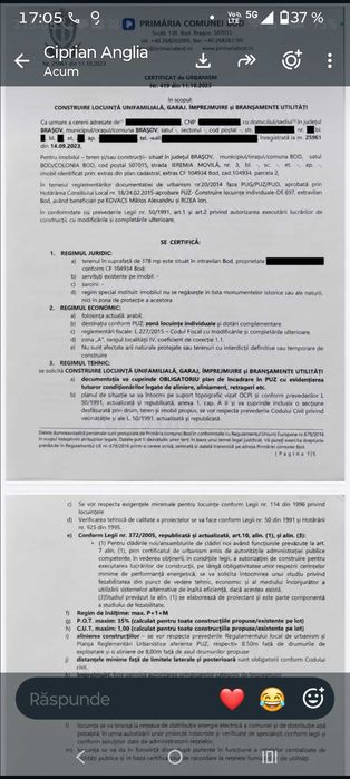Proprietar, vand teren intravilan 378mp intre Simpetru si Bod, str. Ieremia Movila