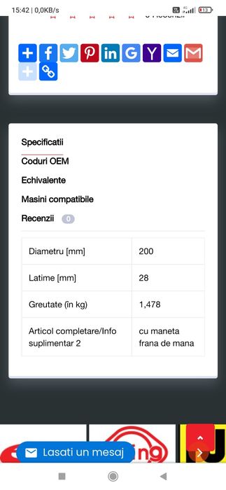 Saboți frana mintex