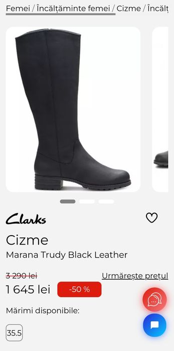 Cizme Clarks Marana Trudy, piele naturala, noi