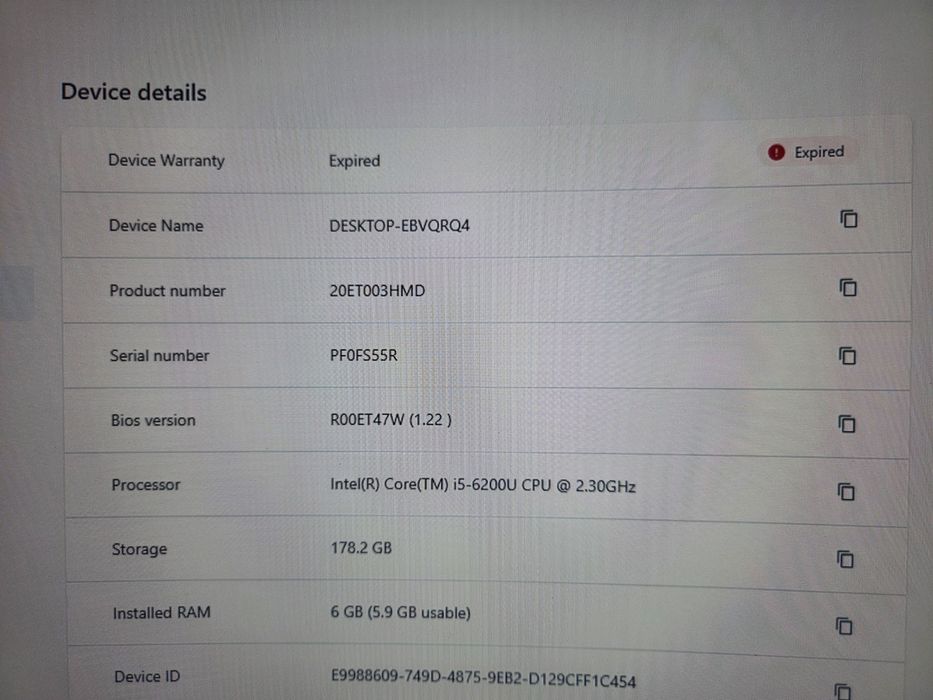 I5 6200U 6GB DDR3 SSD 180