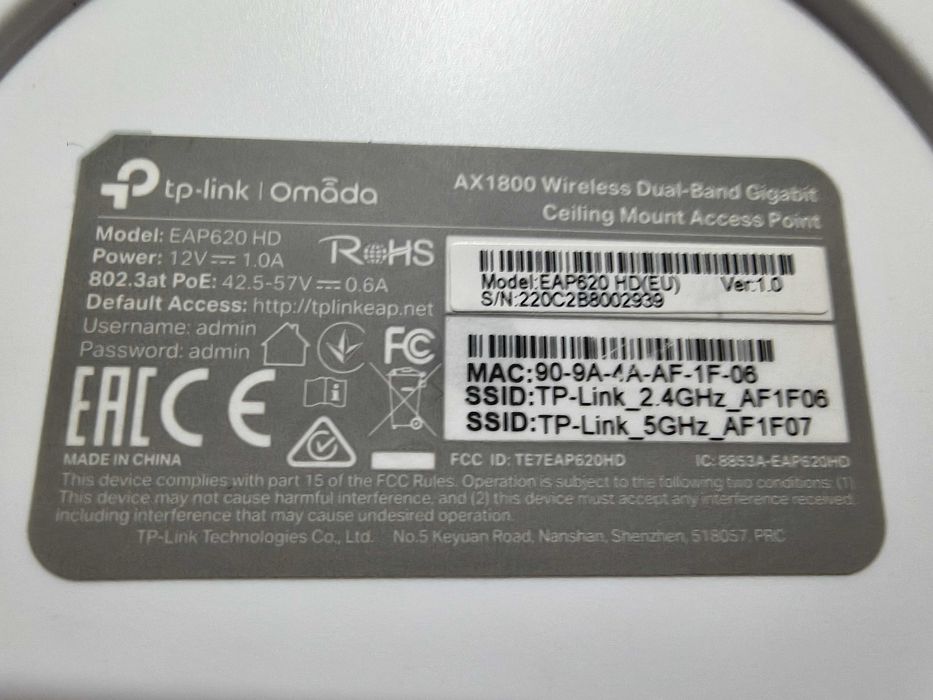 Access point TP-Link EAP620 HD AX1800 Dual-Band Wi-Fi 6 Gigabit Omada.
