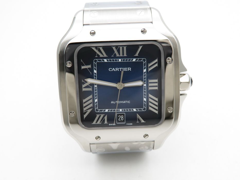 Cartier Santos de Cartier 40mm син циферблат - стоманена гривна - QC снимки