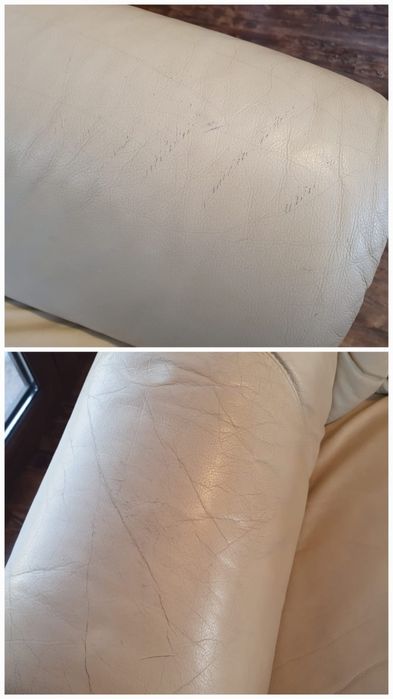 Fotoliu din piele crem
