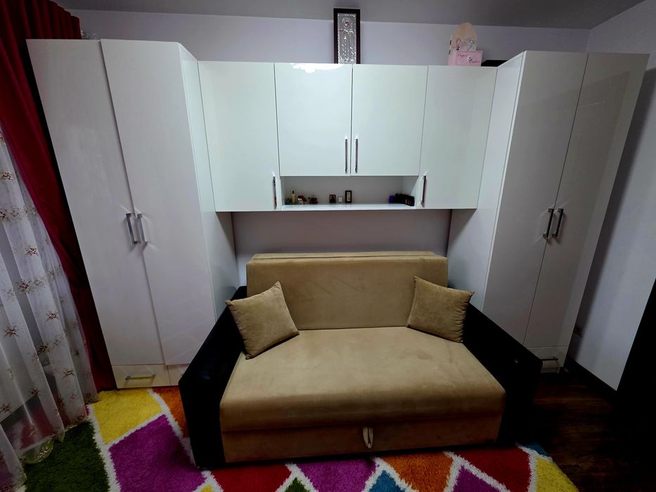 Set Mobila dormitor MDF, culoare alb sidefat