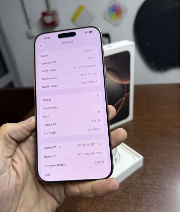 iPhone 16 PRO MAX • 256 GB • 100% Bateria • Accept Schimb