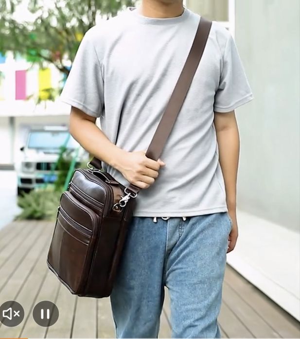 Мъжки големи и практични работни бизнес чанти /Черна и кафява ест.кожа