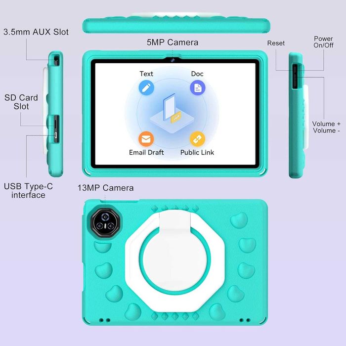 Таблет 2026 Android 15 с EVA силиконов защитен калъф, 24GB + 256GB/2TB