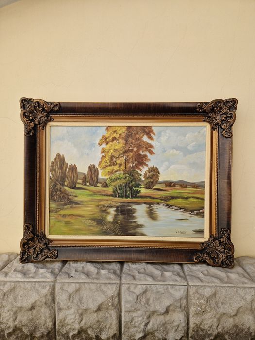 Прекрасна антикварна холандска картина масло върху платно