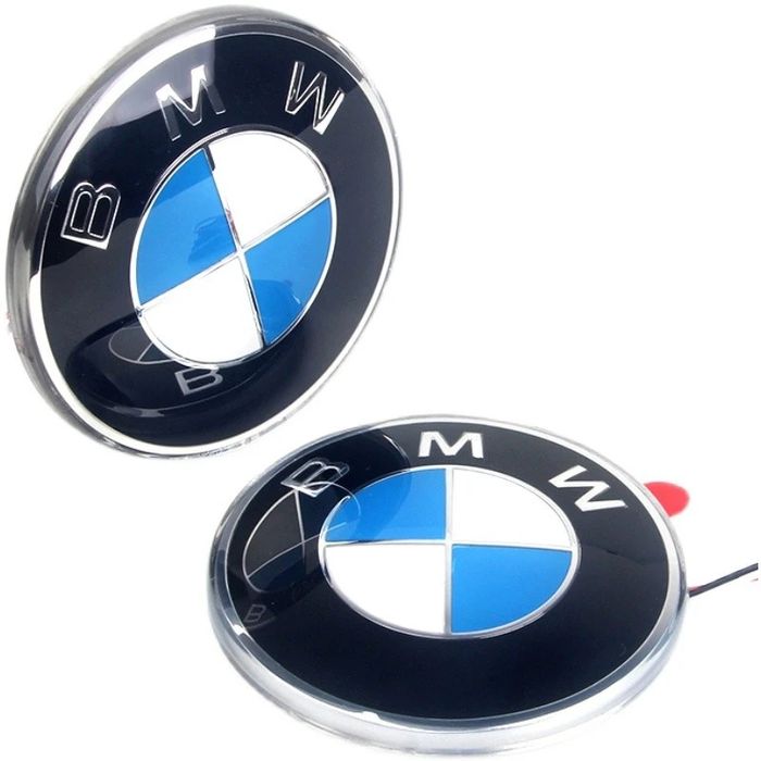 Emblema Iluminata BMW 82 mm Lumina Led Alb / Albastru / Rosu Capota