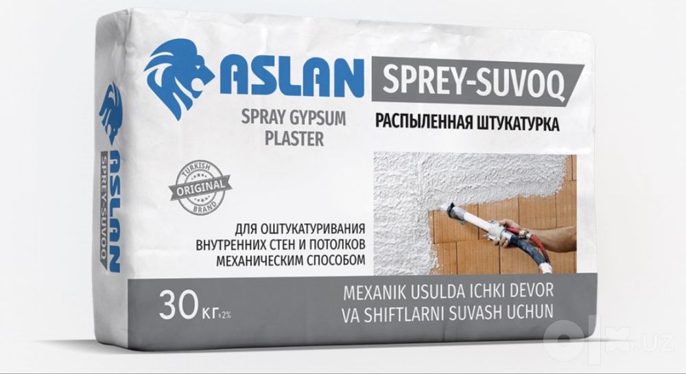 Aslan sprey suvoq, MP75, Rodband, gips suvoq, mashinali suvoq