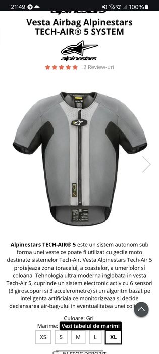 Vesta airbag alpinestars tech air 5