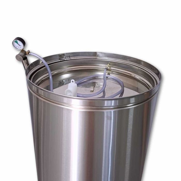 Fermentator inox cu capac flotant 135 litri, cu fund conic