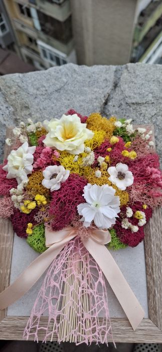 3D букет от скандинавски мъх в рамка