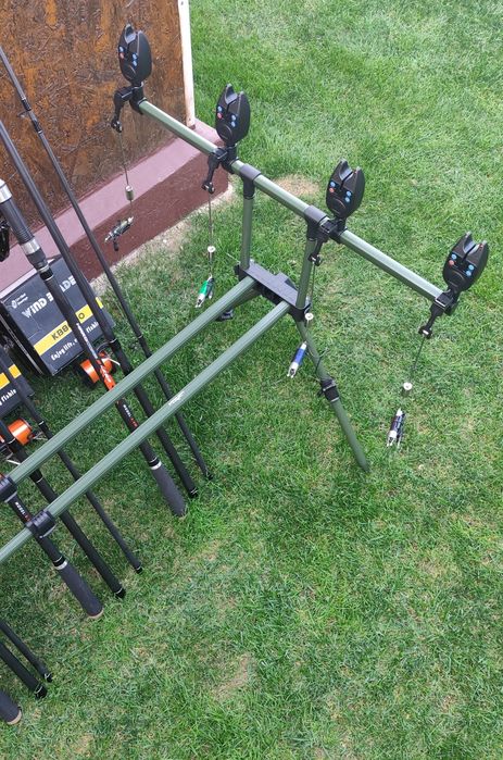 Set Pescuit,4 Lansete Carbon 3,90m,4 Mulinete Wind Blade 8000 Long Cast,13 Rulmenți,Rod Pod Echipat, Fir