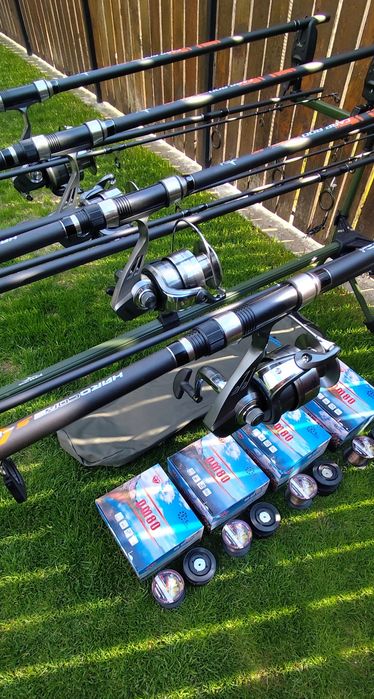 Set 4 Lansete 3,90 m,4 Mulinete 8000,Rod Pod,Senzori+Swingere+Fir