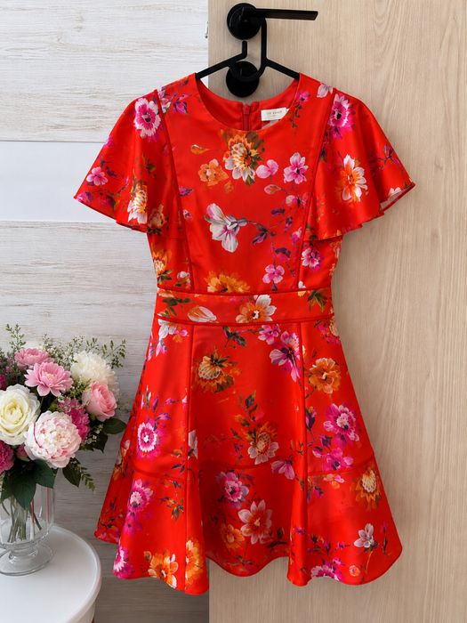 Ted Baker Mira Rhubarb Mini Dress with Tipping Detail