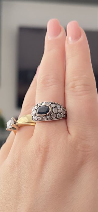 Inel 18k Safir si diamante naturale