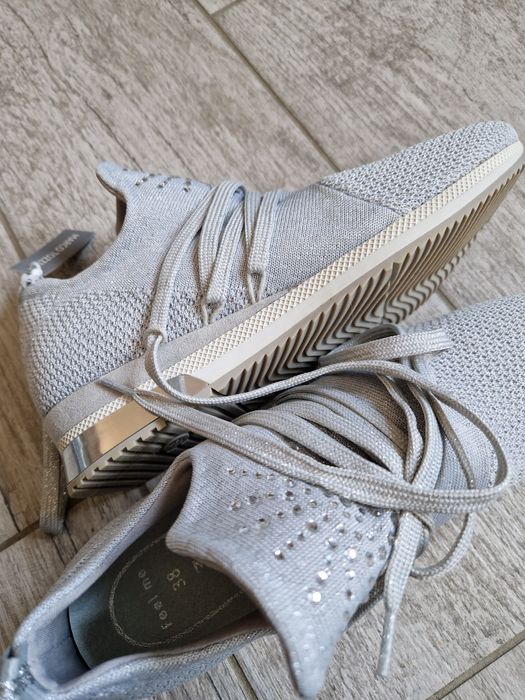 Pantofii casual Marco Tozzi, gri argintii, noi, 38