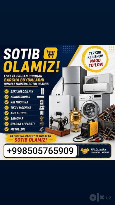 B/y maishiy texnika uydan olib ketamiz