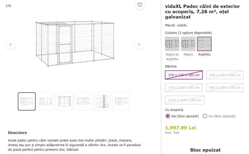 Padoc / tarc caini / gaini de exterior, otel galvanizat