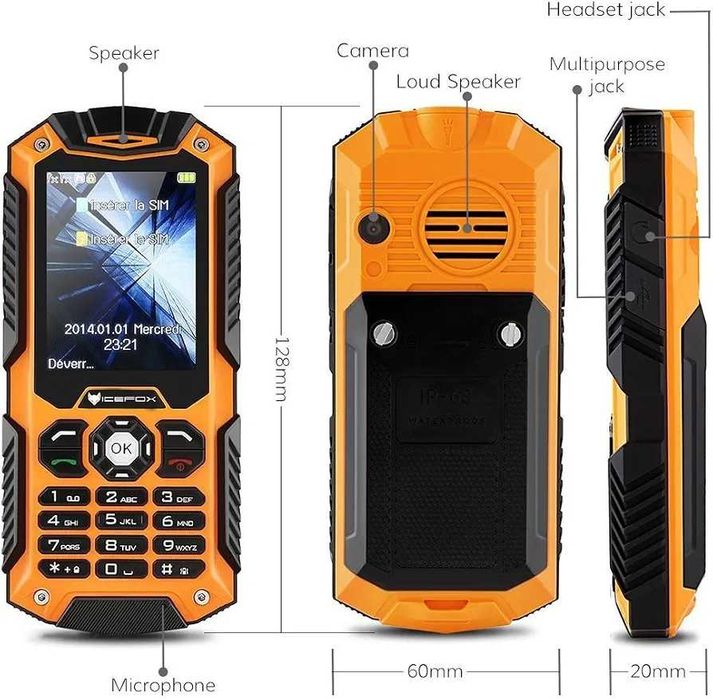 Нов удароустойчив водоустойчив телефон IceFox Dual SIM 21 дни батерия